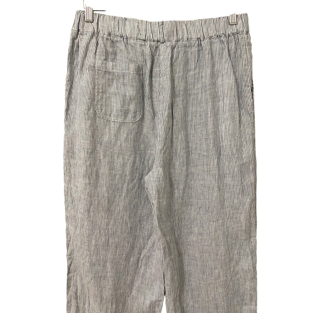 Quince 100% European Linen Pants Medium Blue Pinstripe Pull On Sustainable - Picture 7 of 14